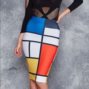 Blackmilk Mondrian Midi Pencil Skirt - Unworn